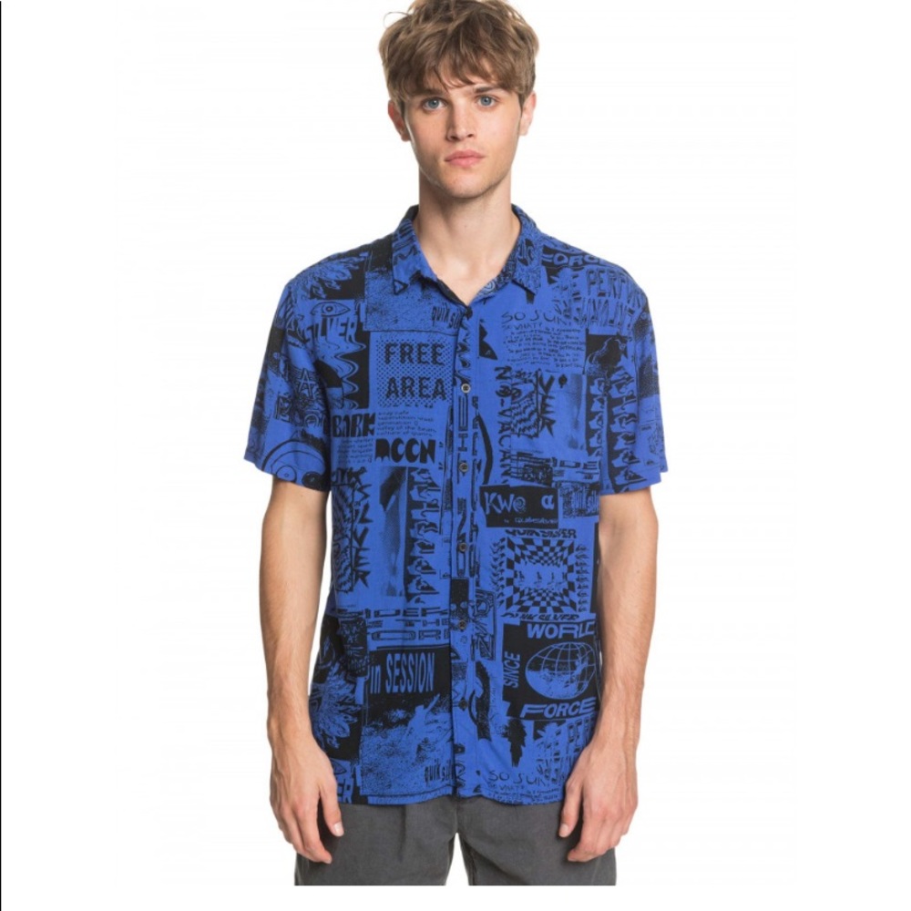 QUIKSILVER Men Fluid Geo Short Sleeve Shirt Medium